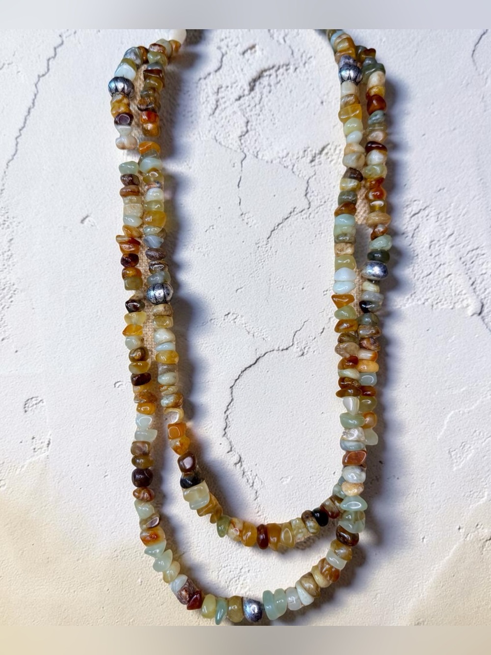 Genuine Agate Chip Beaded Necklace